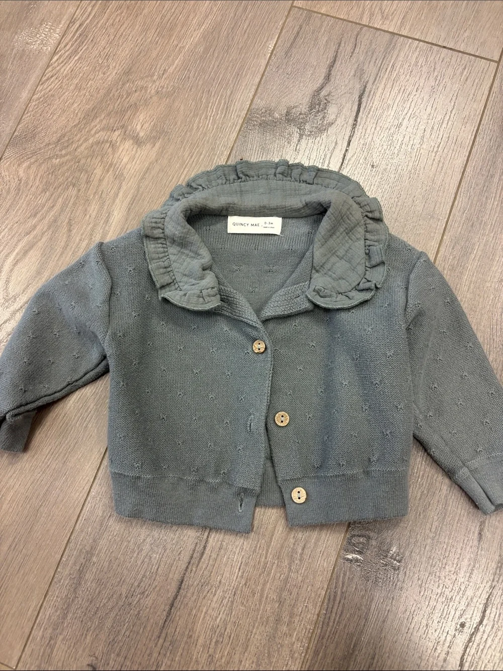 Quincy Mae Ruffle Collar Knit Cardigan